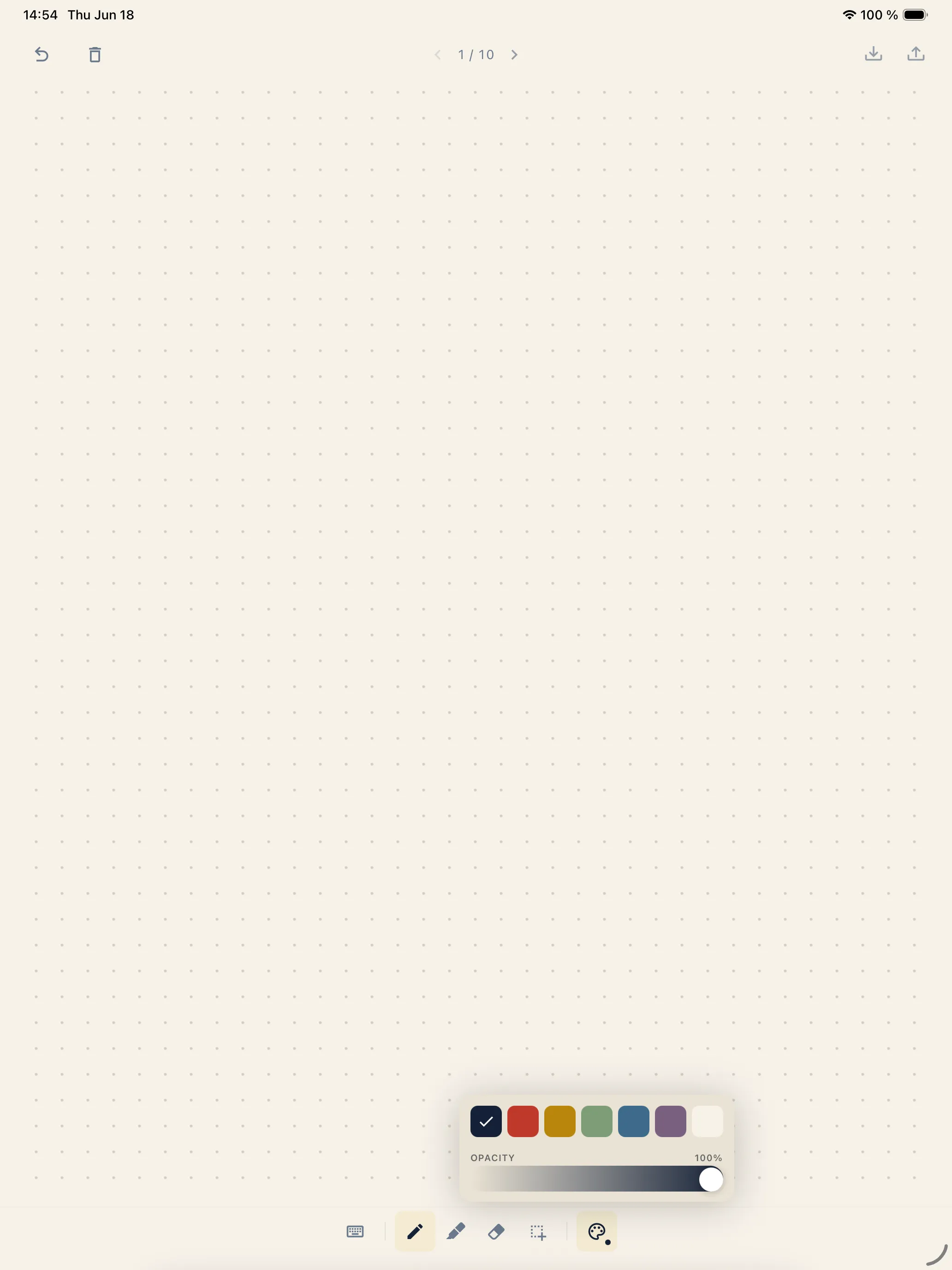 paplo colour picker on iPad — choosing an ink colour